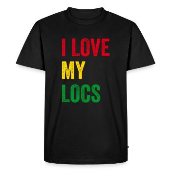 I Love My Locs Natural Hair - Men's Premium Organic T-Shirt - black - Front - Nico (187cm)