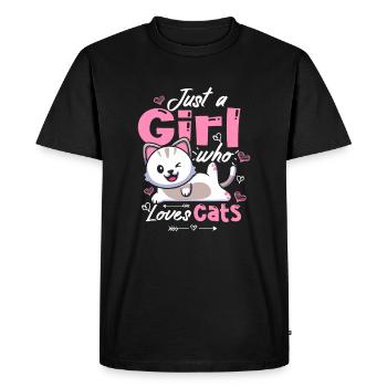 Easily Distracted By Cats And Books Cat Book Lover - Men's Premium Organic T-Shirt - black - Front - Nico (187cm)