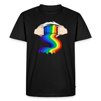 Lgbt Lgbtq Gay Lesbienne Arc-en-ciel - T-shirt Premium bio Homme - noir - Devant - Nico (187cm)