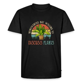 Introverted but Willing to Discuss Plants - Men's Premium Organic T-Shirt - black - Front - Nico (187cm)