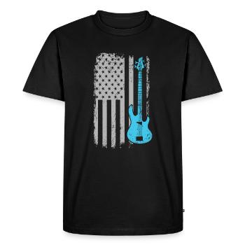 Guitare Basse Electrique Musicien Drapeau Américain - T-shirt Premium bio Homme - noir - Devant - Nico (187cm)