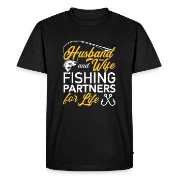 Mari et femme partenaires de pêche pour la pêche à vie - T-shirt Premium bio Homme - noir - Devant - Nico (187cm)