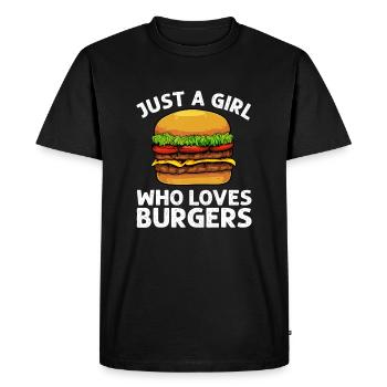 Cool Burger Art For Girls Women Hamburger Cheesebu - Men's Premium Organic T-Shirt - black - Front - Nico (187cm)