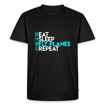 Eat Sleep Fly Planes Repeat - Trendy Airplane Pilo - Men's Premium Organic T-Shirt - black - Front - Nico (187cm)