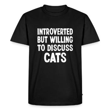 Introverted But Willing To Discuss Cats Christmasc - Men's Premium Organic T-Shirt - black - Front - Nico (187cm)