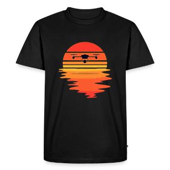 Retro Drone Pilot - Vintage Sunset Aviator Flyings - T-shirt Premium bio Homme - noir - Devant - Nico (187cm)