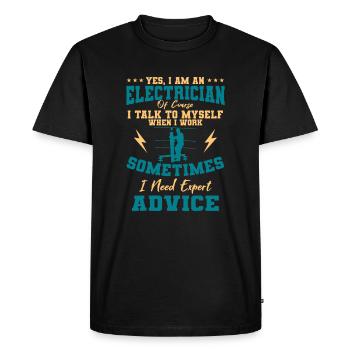 Électricien Électricien Électrique Lineman Câblage électrique - T-shirt Premium bio Homme - noir - Devant - Nico (187cm)