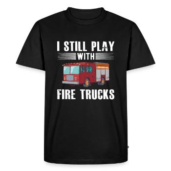 Je joue toujours avec les camions de pompiers Cool Design pour le feu - T-shirt Premium bio Homme - noir - Devant - Nico (187cm)