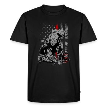 Fireman American Flag idea Thin Red Line Firefight - Men's Premium Organic T-Shirt - black - Front - Nico (187cm)