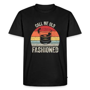 Retro Call Me Old Fashioned Whiskey Wisconsin Funn - Men's Premium Organic T-Shirt - black - Front - Nico (187cm)