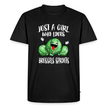 Juste une fille qui aime les choux de Bruxelles Légumes V - T-shirt Premium bio Homme - noir - Devant - Nico (187cm)