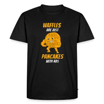 Waffles Are Just Pancakes With Abs - Men's Premium Organic T-Shirt - black - Front - Nico (187cm)