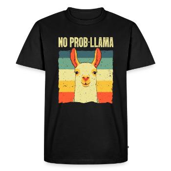 Lama Cool Pour Hommes Femmes Pas de Prob Llama Alpaga Farm - T-shirt Premium bio Homme - noir - Devant - Nico (187cm)