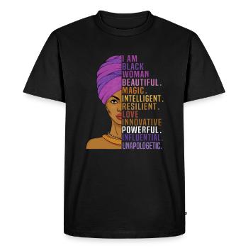 Je suis une femme noire Mois de l’histoire des Noirssoul paisibleu - T-shirt Premium bio Homme - noir - Devant - Nico (187cm)