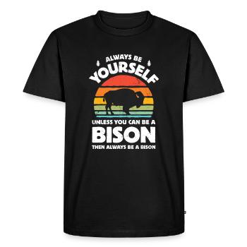 Bison Toujours être toi-même Rétro Vintage 70s Hommes Wom - T-shirt Premium bio Homme - noir - Devant - Nico (187cm)