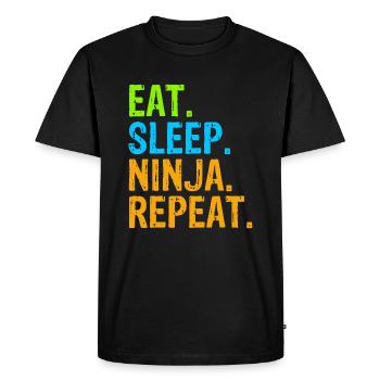 Eat Sleep Ninja Karate Repeat - Men's Premium Organic T-Shirt - black - Front - Nico (187cm)
