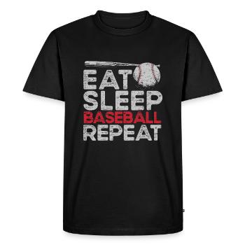 Manger dormir Baseball Répéter Sport Amant Home Run Str - T-shirt Premium bio Homme - noir - Devant - Nico (187cm)