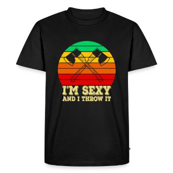 Lancer de hache Je suis sexy et je le lance Ax Throwingax - T-shirt Premium bio Homme - noir - Devant - Nico (187cm)