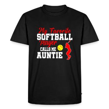 Mon joueur de softball préféré m’appelle ma tante drôle - T-shirt Premium bio Homme - noir - Devant - Nico (187cm)