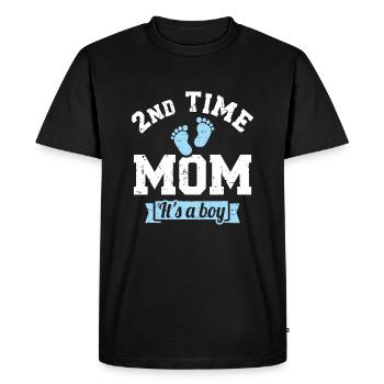2ème deuxième fois maman de 2 c’est un garçon - T-shirt Premium bio Homme - noir - Devant - Nico (187cm)