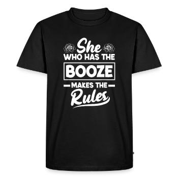 She Who Has The Booze Makes The Rules Bartending F - Men's Premium Organic T-Shirt - black - Front - Nico (187cm)