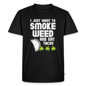 Fumer Weed Manger Tacos Drôle Cinco De Mayo Cannabis - T-shirt Premium bio Homme - noir - Devant - Nico (187cm)