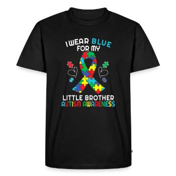 Je porte du bleu pour ma petite sœur Sensibilisation à l’autisme - T-shirt Premium bio Homme - noir - Devant - Nico (187cm)
