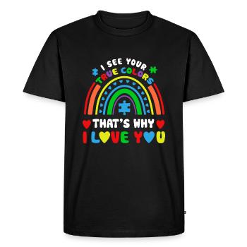 Puzzle Rainbow En avril, nous portons Blue Autism Awaren - T-shirt Premium bio Homme - noir - Devant - Nico (187cm)