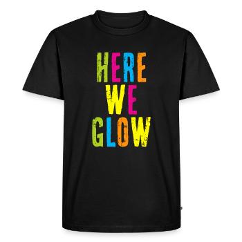 Here We Glow 80s Color pour Partybroadway musicaldi - T-shirt Premium bio Homme - noir - Devant - Nico (187cm)