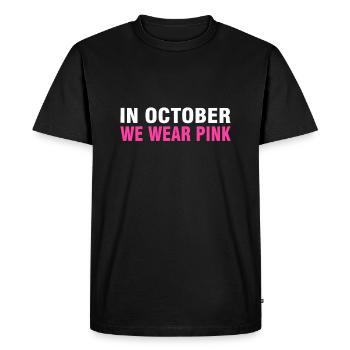 In October We Wear Pink Leopard Breast Cancer Awar - Men's Premium Organic T-Shirt - black - Front - Nico (187cm)