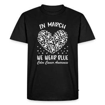 En mars, nous portons du bleu pour la sensibilisation au cancer du côlon H - T-shirt Premium bio Homme - noir - Devant - Nico (187cm)