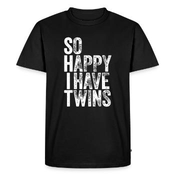 Tellement heureux que j’ai des jumeaux - Fête des mères des pères - T-shirt Premium bio Homme - noir - Devant - Nico (187cm)
