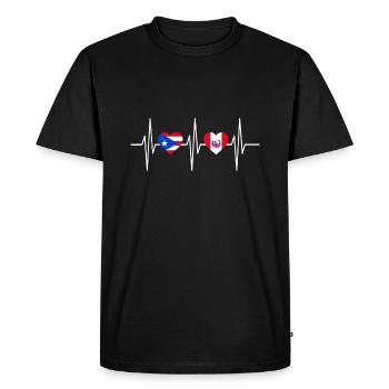 Heartbeat Puerto Rican Flag Peruvian Flag Heartpue - Men's Premium Organic T-Shirt - black - Front - Nico (187cm)