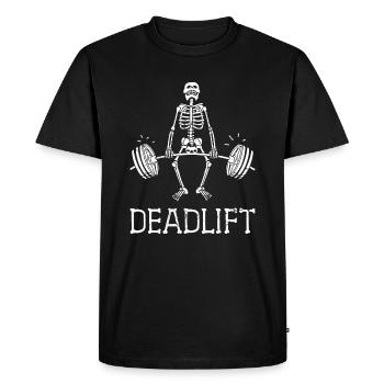 DEADLIFT Funny Halloween Skeleton Weight Lifting W - Men's Premium Organic T-Shirt - black - Front - Nico (187cm)
