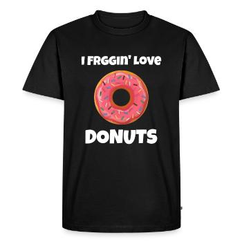 unny I Friggin Love Donuts Doughnutwintersummerspr - Men's Premium Organic T-Shirt - black - Front - Nico (187cm)
