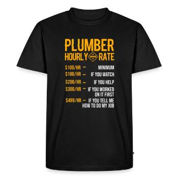 Funny Plumber Men Plumber Hourly Rate Plumber - Men's Premium Organic T-Shirt - black - Front - Nico (187cm)