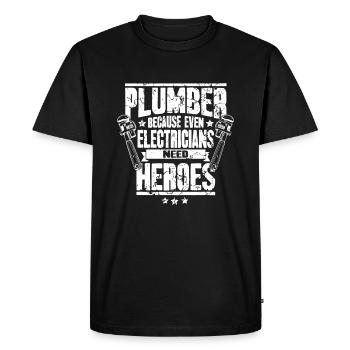 Funny Gift For Plumber Because Even Electricians N - Men's Premium Organic T-Shirt - black - Front - Nico (187cm)