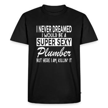 Super Sexy Plombier Drôle de plomberie - T-shirt Premium bio Homme - noir - Devant - Nico (187cm)
