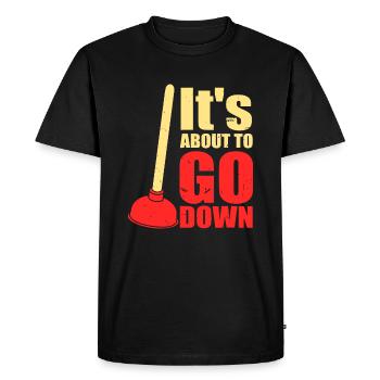 C’est sur le point de tomber Blague | Drôle de plombier - T-shirt Premium bio Homme - noir - Devant - Nico (187cm)