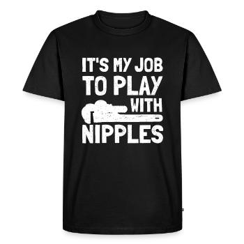 Funny Plumber Art For Men Women Steamfitter Plumbi - Men's Premium Organic T-Shirt - black - Front - Nico (187cm)