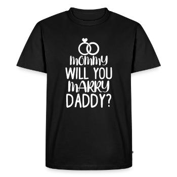 Enfants Maman veux-tu épouser mon papa drôle de mariagem - T-shirt Premium bio Homme - noir - Devant - Nico (187cm)