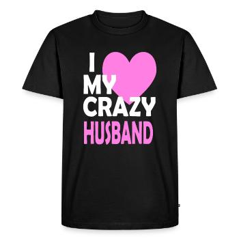 J’aime mon mari fou Couple Conjoint marié Cadeau - T-shirt Premium bio Homme - noir - Devant - Nico (187cm)