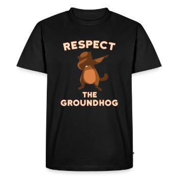 Dabbing Groundhog Day Respect the Groundhog Funny - Men's Premium Organic T-Shirt - black - Front - Nico (187cm)