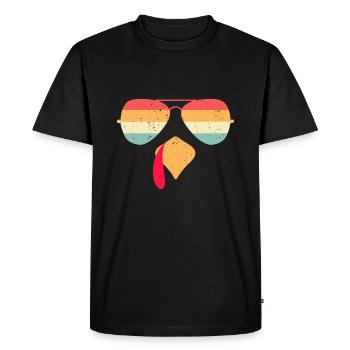 Cool Turkey Face With Sunglasses Funny Thanksgivin - Men's Premium Organic T-Shirt - black - Front - Nico (187cm)
