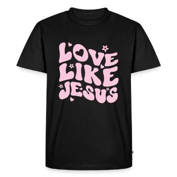 Love Like Jesus Positive Catholic Preppy Retro Chr - Men's Premium Organic T-Shirt - black - Front - Nico (187cm)