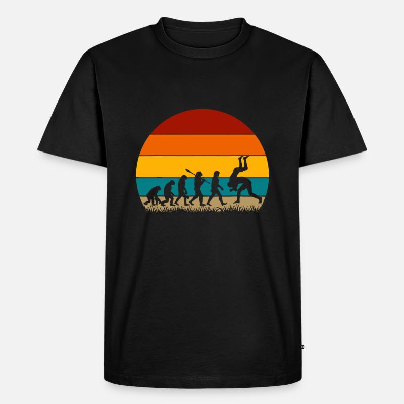 Retro Evolution Wrestling - Männer Premium Bio T-Shirt - Schwarz