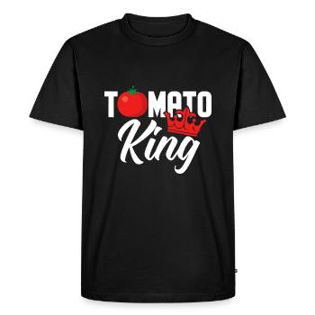 Tomato King Funny Vegan Tomatoes Lover - Men's Premium Organic T-Shirt - black - Front - Nico (187cm)