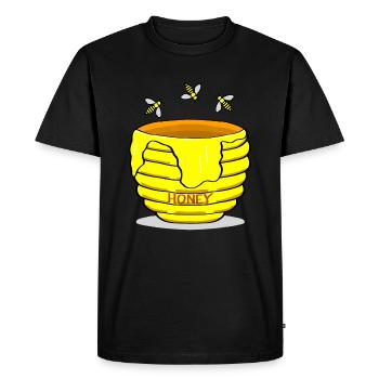 Honey Pot With Honey Bees Sweet Gift - Men's Premium Organic T-Shirt - black - Front - Nico (187cm)