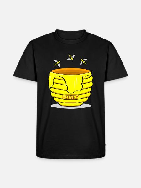 Honigtopf mit Honigbienen süßes Geschenk - Männer Premium Bio T-Shirt - Schwarz