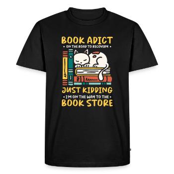 Bookworm & Reading Lover Book Addict Book Nerd - Men's Premium Organic T-Shirt - black - Front - Nico (187cm)
